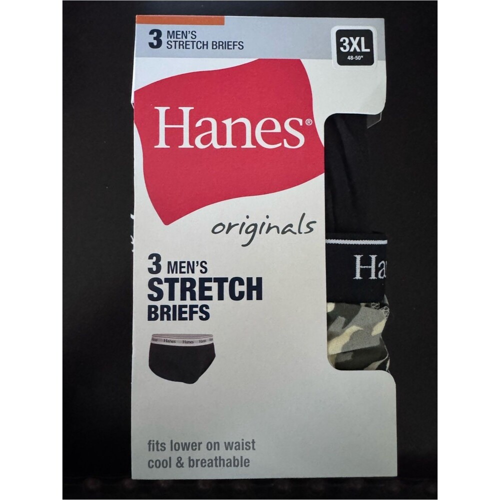 Hanes Men's Briefs 3-Pack in Black, Camo & Gray Cool & Breathable Pick Size